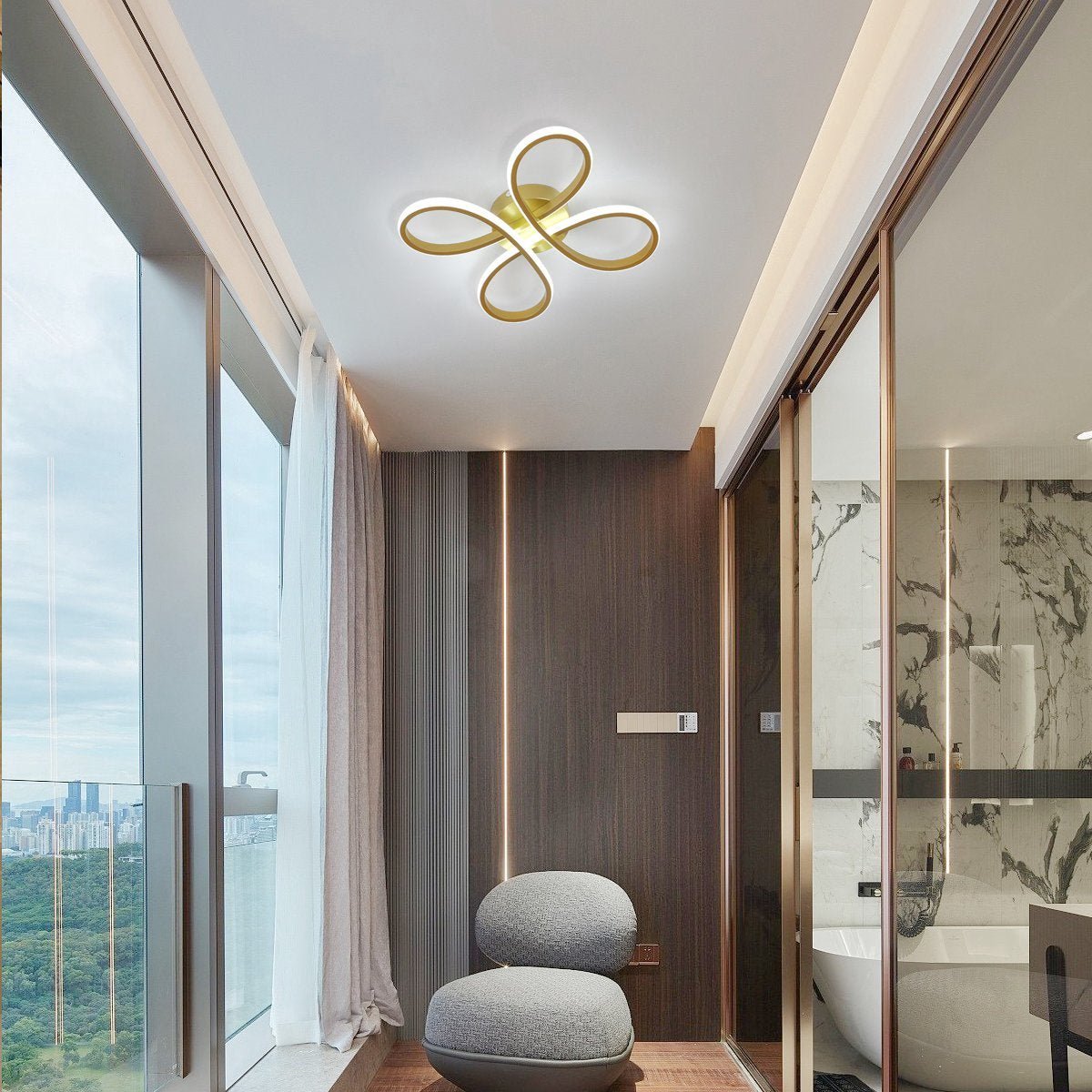 Novelle Modern Luxury LED Flush Month Light - Taklampa (Gold) – Exklusiv belysning från Lumixy