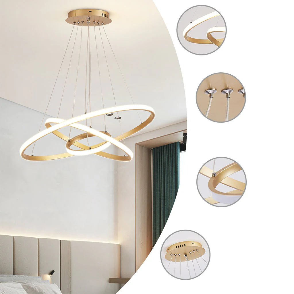 Soho Rings Modern LED Ceiling Light - Dimbar Taklampa (Guld) – Exklusiv belysning från Lumixy