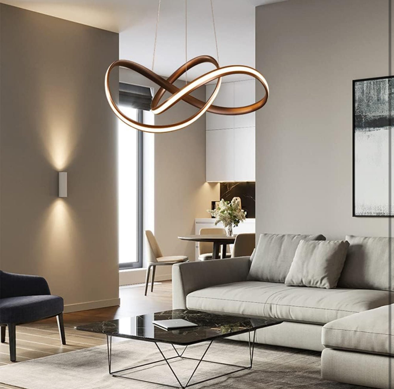 Twisted Modern LED Luxury Ceiling Light – Taklampa (Coffee) – Exklusiv belysning från Lumixy